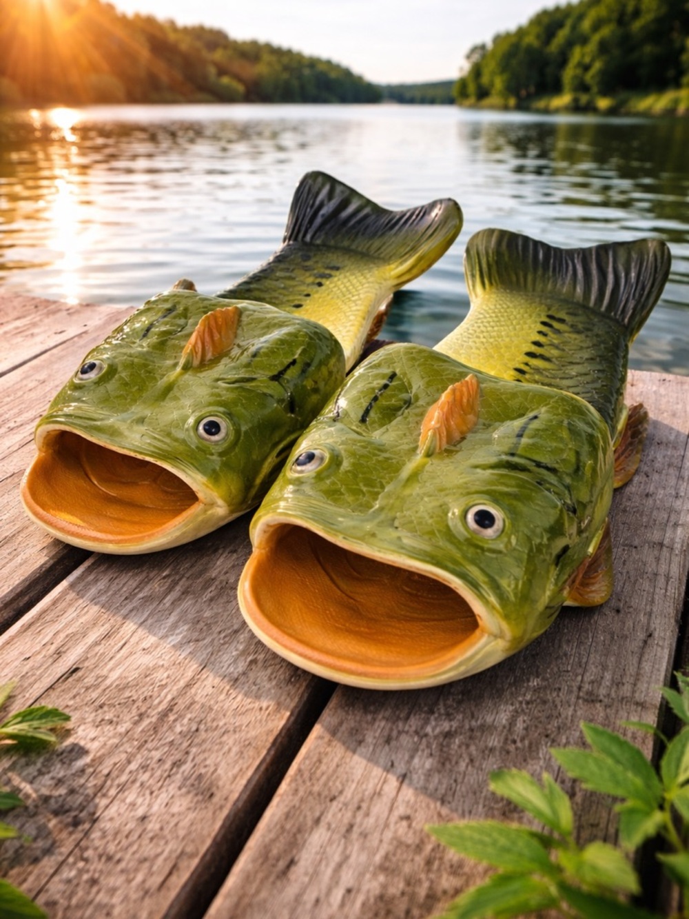 River’s Edge Fish Sandals Bass Novelty Slippers Size 11-12 Mens FishOutdoor Clog
